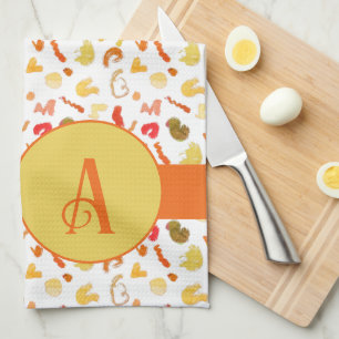 Monogram, farbige Formen Orange Single Strip Geschirrtuch