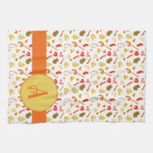 Monogram, farbige Formen Orange Single Strip Geschirrtuch (Horizontal)