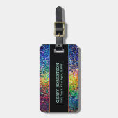 Monogram farbige Glitzer Textur Gepäckanhänger (Vorderseite vertikal)