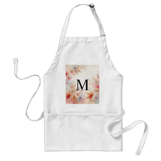 Monogram farbige Herbstlaube Aquarellpasten Schürze (Vorne)