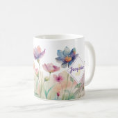 Monogram Farbiger Wilder Blume Illustrierter Kaffe Kaffeetasse (VorderseiteRechts)