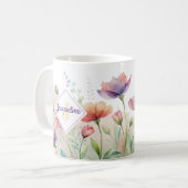 Monogram Farbiger Wilder Blume Illustrierter Kaffe Kaffeetasse (Vorderseite Links)