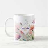 Monogram Farbiger Wilder Blume Illustrierter Kaffe Kaffeetasse (Links)