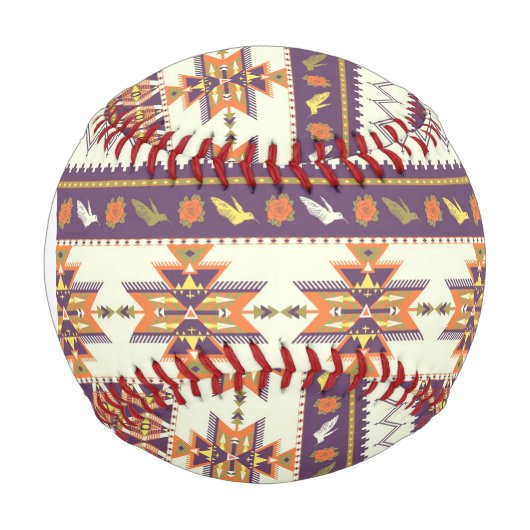 Monogram farbiges Aztec Muster Baseball (Vorderseite)