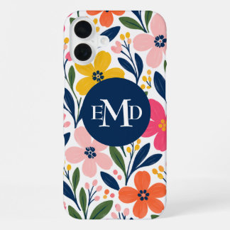 Monogram Farbiges Modernes Florales Botanisches Mu iPhone 16 Plus Hülle
