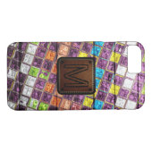 Monogram farbiges Mosaikmuster Holzschau #4 Case-Mate iPhone Hülle (Rückseite (Horizontal))