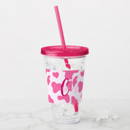 Monogram Farm Animal Pink Cow Print Acryltrinkbecher
