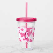 Monogram Farm Animal Pink Cow Print Acryltrinkbecher (Vorderseite)