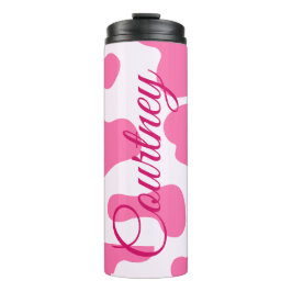 Monogram Farm Animal Pink Cow Print Thermosbecher