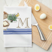Monogram Farmhouse Küche Handtuch Blue Strip Kräut (Viertel Falte)