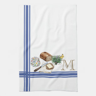Monogram Farmhouse Küche Handtuch Blue Strip Kräut