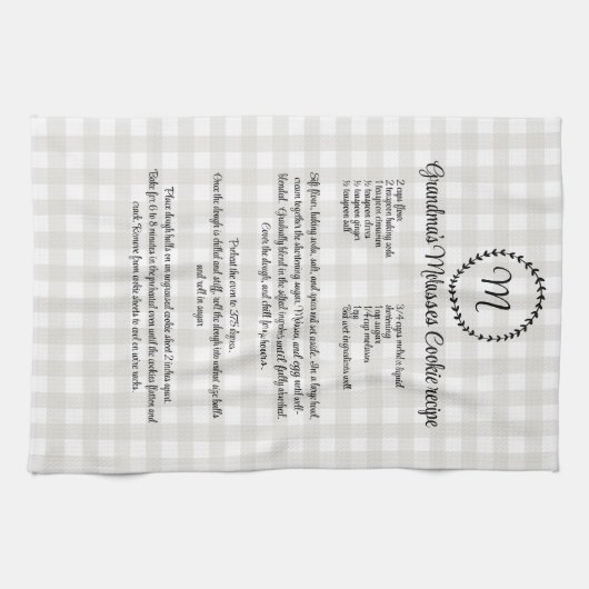 Monogram Farmhouse Rezept Keepake Buffalo Kariert Geschirrtuch (Horizontal)