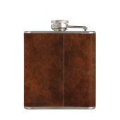 Monogram Faux Brown Leather Flask Flachmann (Rückseite)