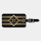 Monogram Faux Gold Geometrisch SCHWARZ Gepäckanhänger (Vorderseite horizontal)