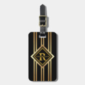 Monogram Faux Gold Geometrisch SCHWARZ Gepäckanhänger (Vorderseite vertikal)