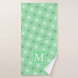 Monogram Federgrün Kreismuster Badehandtuch