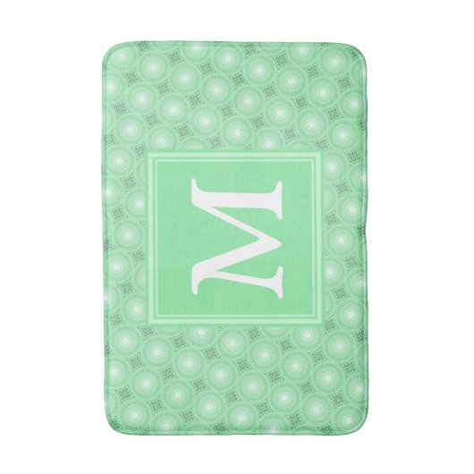 Monogram Federgrün Kreismuster Badematte (Vorderseite Vertikal)