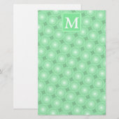 Monogram Federgrün Kreismuster Briefpapier (Vorne/Hinten)