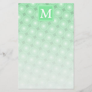 Monogram Federgrün Kreismuster Briefpapier