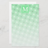 Monogram Federgrün Kreismuster Briefpapier (Vorne/Hinten)