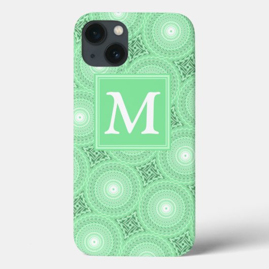 Monogram Federgrün Kreismuster Case-Mate iP Case-Mate iPhone Hülle (Rückseite)