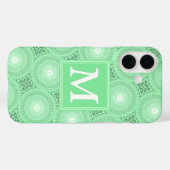 Monogram Federgrün Kreismuster Case-Mate iPhone Hülle (Rückseite (Horizontal))
