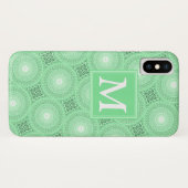 Monogram Federgrün Kreismuster Case-Mate iPhone Hülle (Rückseite (Horizontal))