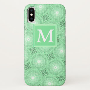 Monogram Federgrün Kreismuster Case-Mate iPhone Hülle