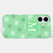 Monogram Federgrün Kreismuster Case-Mate iPhone Hülle (Rückseite (Horizontal))