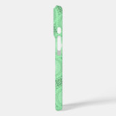 Monogram Federgrün Kreismuster Case-Mate iPhone Hülle (Rückseite / Links)
