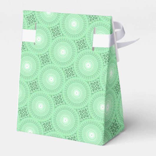 Monogram Federgrün Kreismuster Geschenkschachtel (Rückseite)