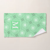 Monogram Federgrün Kreismuster Handtuch (Handtuch)