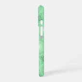 Monogram Federgrün Kreismuster iPhone 16 Hülle (Linke Seite)