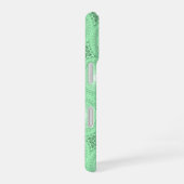 Monogram Federgrün Kreismuster iPhone 16 Hülle (Rechte Seite)
