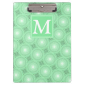 Monogram Federgrün Kreismuster Klemmbrett (Vorderseite)