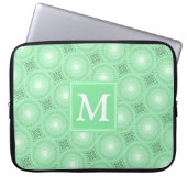 Monogram Federgrün Kreismuster Laptopschutzhülle (Vorderseite)