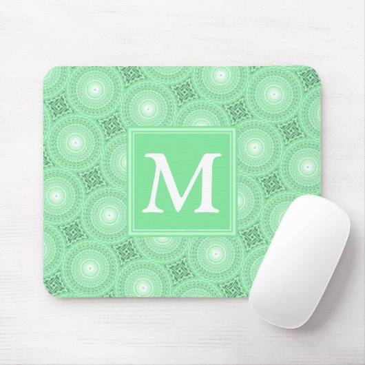 Monogram Federgrün Kreismuster Mousepad (Mit Mouse)