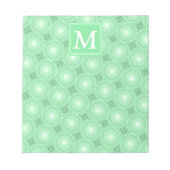 Monogram Federgrün Kreismuster Notizblock (Vorderseite)