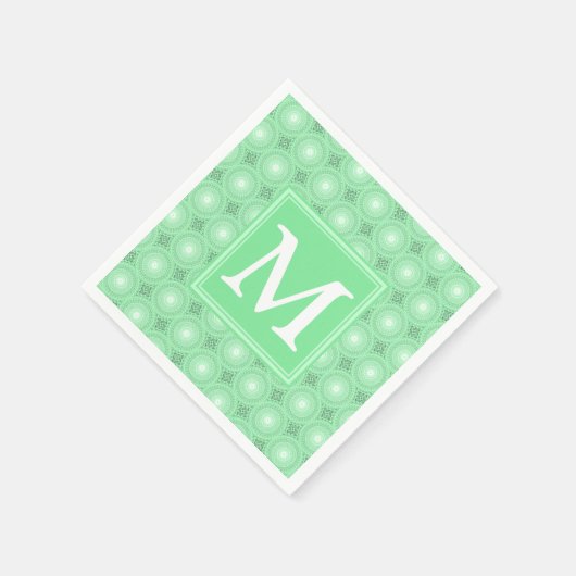 Monogram Federgrün Kreismuster Serviette (Ecke)