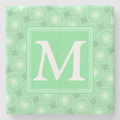 Monogram Federgrün Kreismuster Steinuntersetzer (Vorderseite)