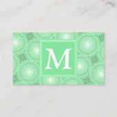 Monogram Federgrün Kreismuster Visitenkarte (Vorderseite)
