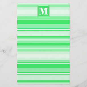 Monogram Federgrün Streifen Briefpapier