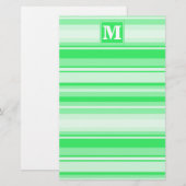 Monogram Federgrün Streifen Briefpapier (Vorne/Hinten)