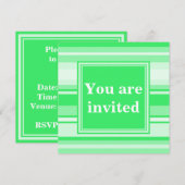 Monogram Federgrün Streifen Einladung (Vorne/Hinten)