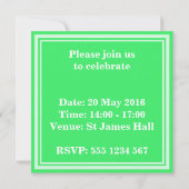 Monogram Federgrün Streifen Einladung (Rückseite)