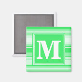 Monogram Federgrün Streifen Magnet (Vorderseite/Rückseite)
