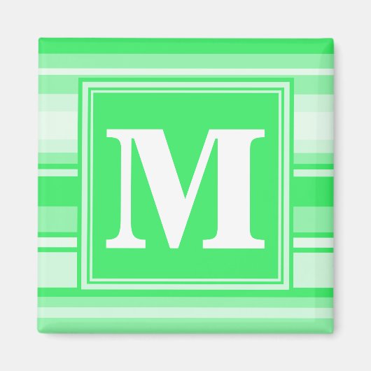 Monogram Federgrün Streifen Magnet (Vorne)