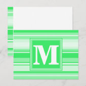 Monogram Federgrün Streifen Postkarte (Vorne/Hinten)