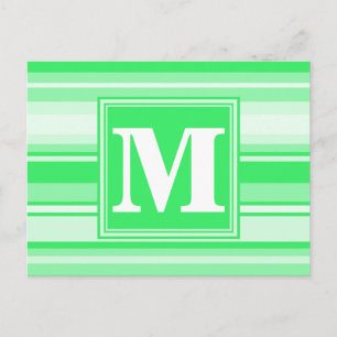 Monogram Federgrün Streifen Postkarte