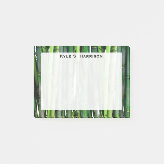 Monogram Feng Shui Green Bamboo Wealth Post-it Klebezettel (Vorderseite)